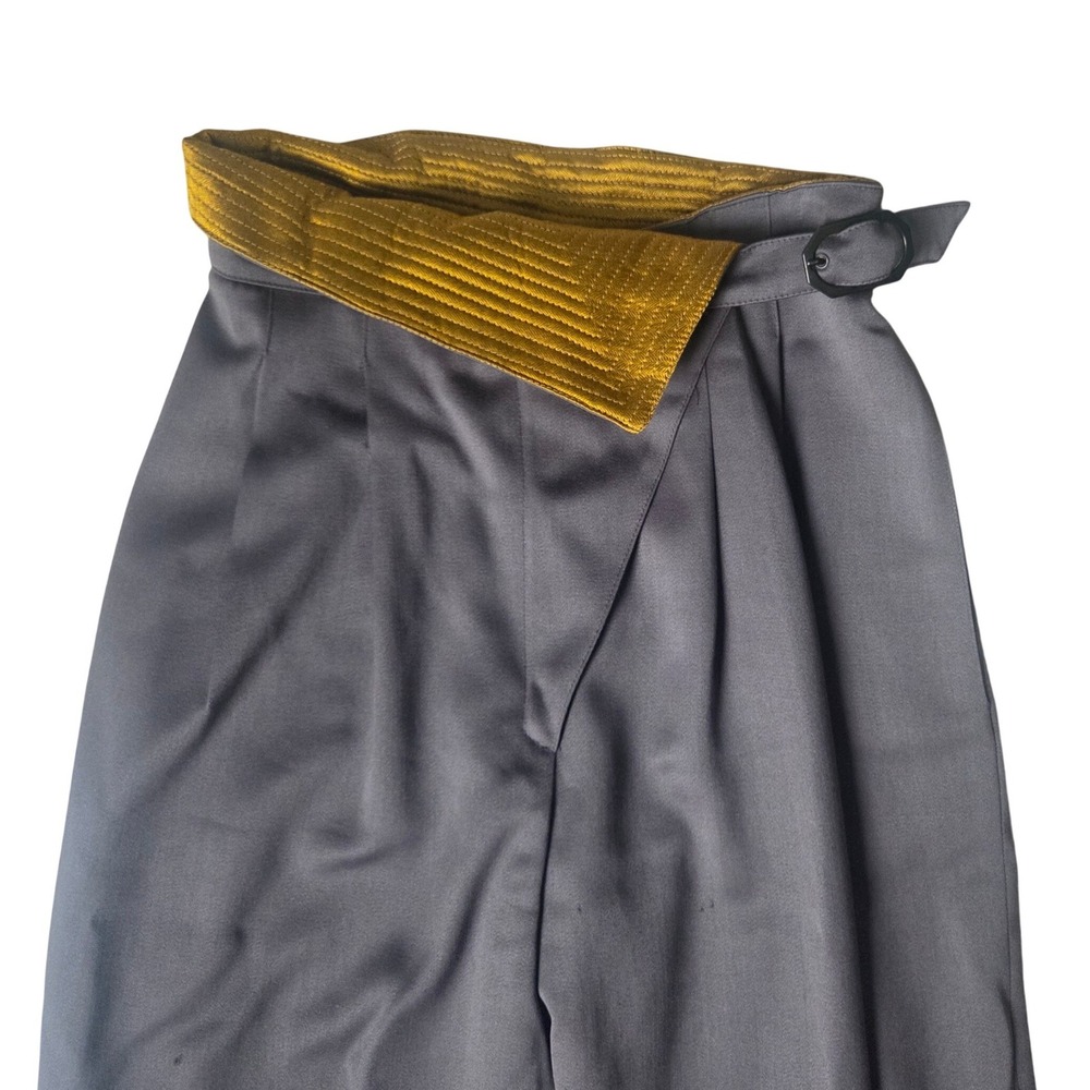 Vintage Christian Llinares Wool Slacks 38 Italy Fold Waist Trousers Avant Garde